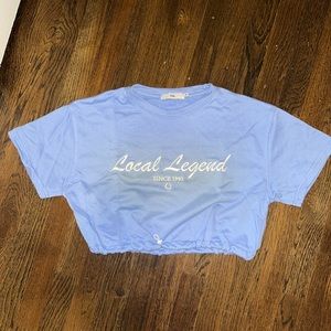 Adika Cropped Blue Shirt with Drawstrings